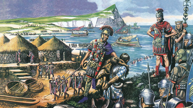 Римские легионеры на берегу Британских островов и их кельтский пленник